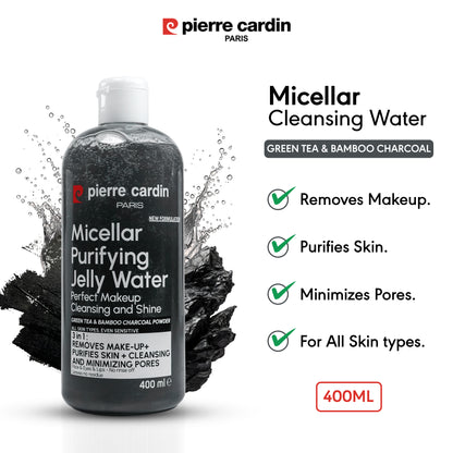 Pierre Cardin Paris Cleansing Micellar Water 400ml - With Green Tea & Bamboo Charcoal Powder