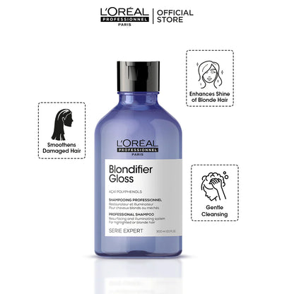 Loreal Professional Serie Expert Blondifier Gloss Shampoo - 300ml - For Highlighted Or Blond Hair