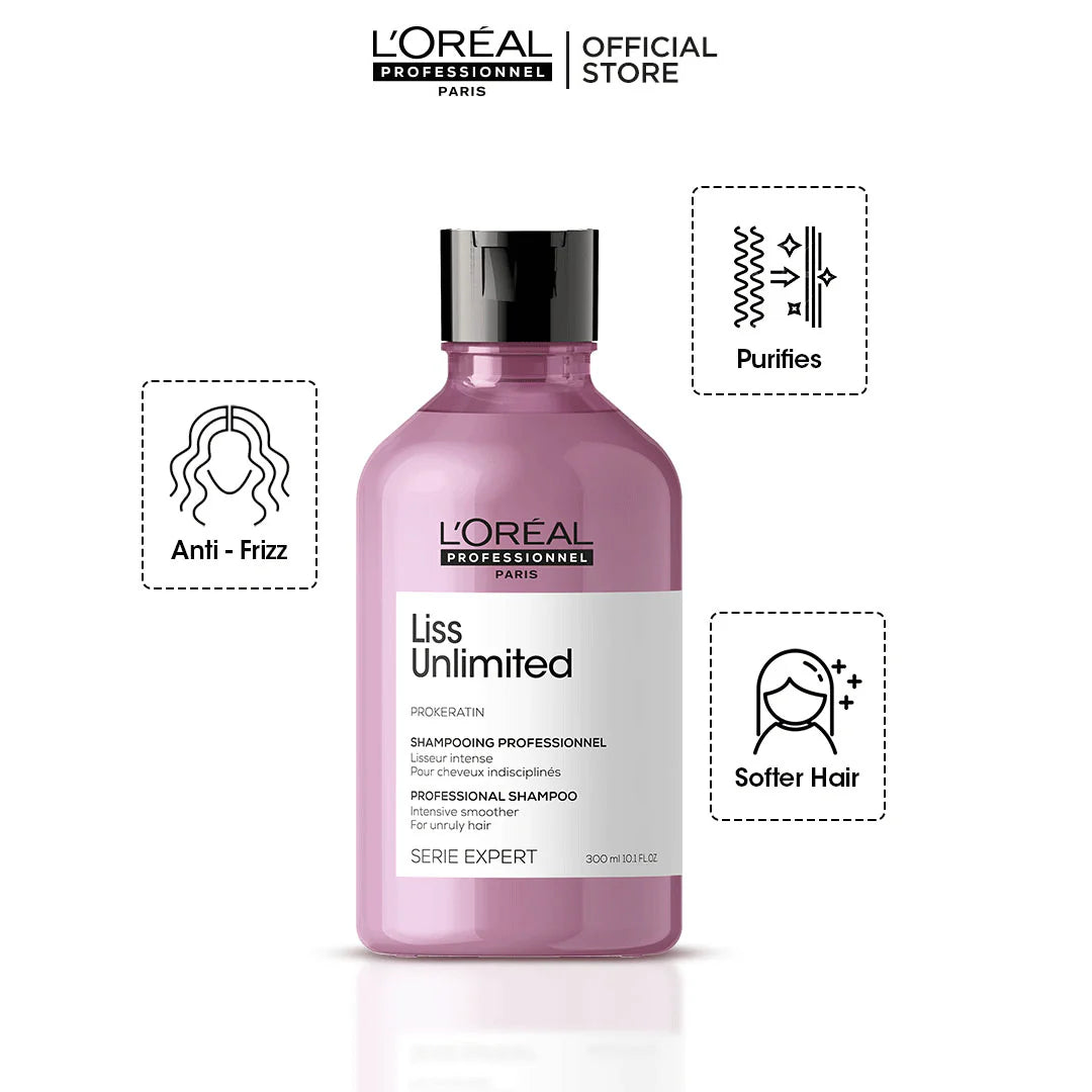 Loreal Professional Serie Expert Liss Unlimited Shampoo - 300ml - For Frizzy Hair & Straightened Hair