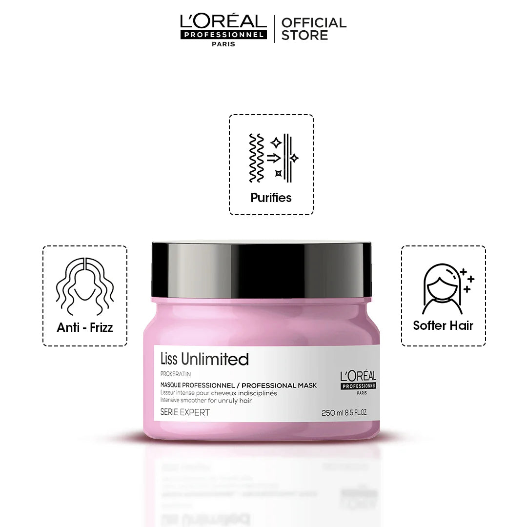 Loreal Professional Serie Expert Liss Unlimited Mask - 250ml - For Frizzy Hair & Straightened Hair