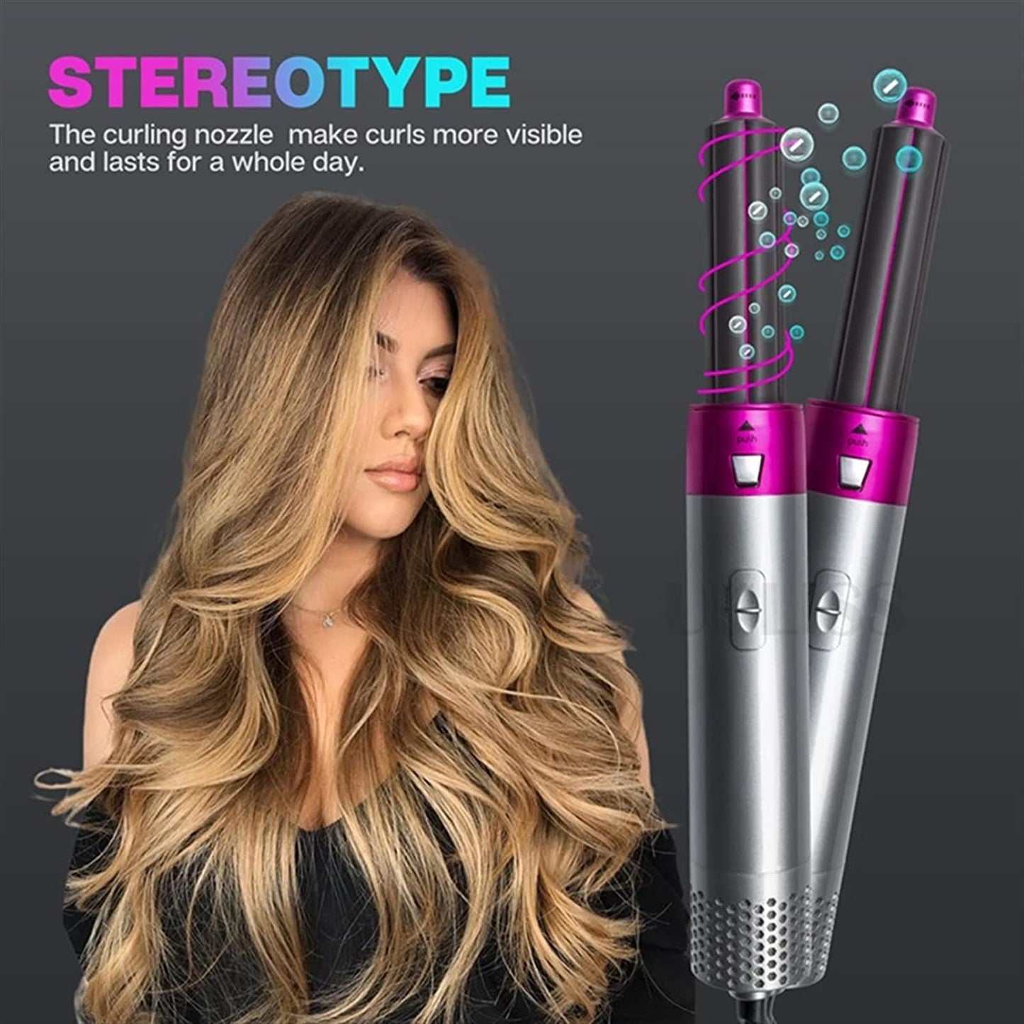 Imported ⭐ 5 IN 1 Hair Dryer, Straightener, Curler, Electric Hair Comb, Hair Curling Wand Detachable Brush