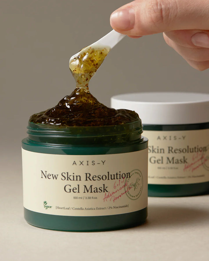 Open jar showing gel mask texture close-up