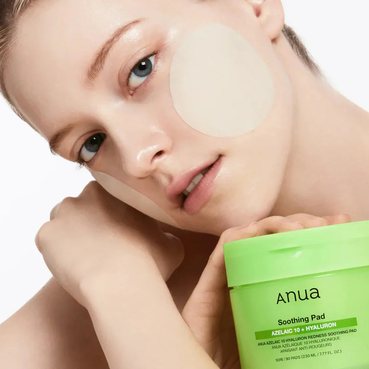 Soothing pad on facial skin