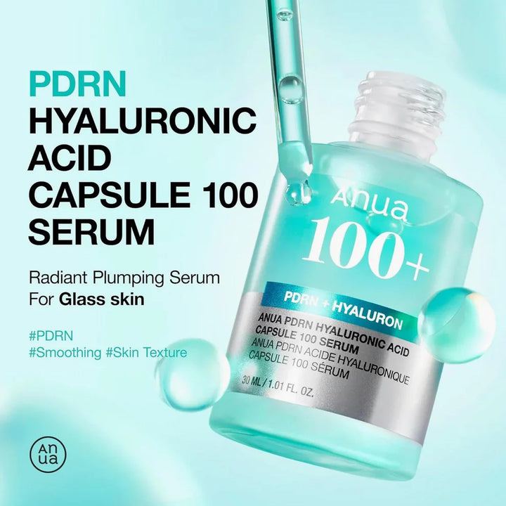 Close-up of hyaluronic acid serum capsule texture