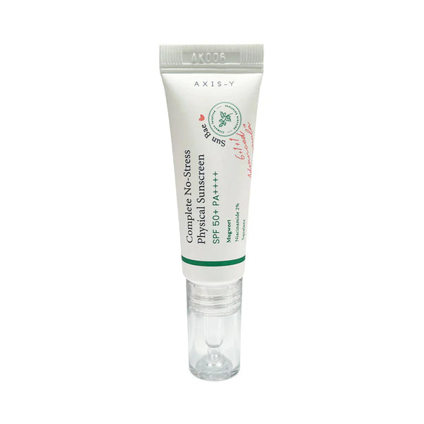Axis-Y Complete No-Stress Physical Sunscreen 10 ml tube front – buy in Pakistan