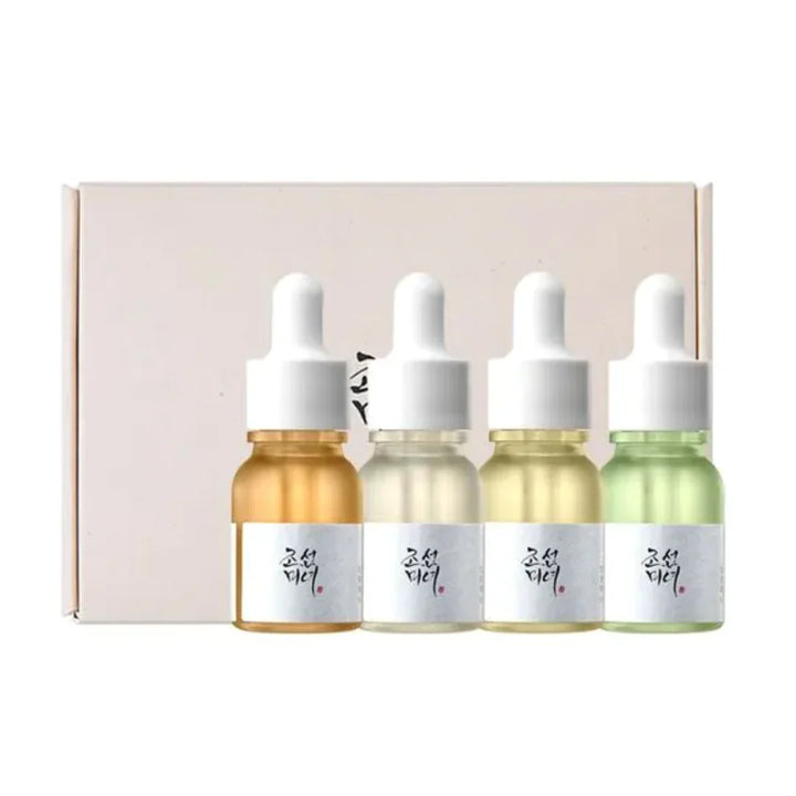 Mini serums layout in kit – Calming, Glow, Glow Deep, Revive collection