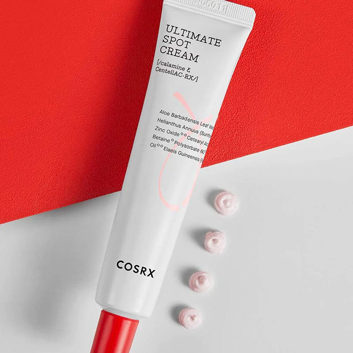 “COSRX AC Collection Ultimate Spot Cream packaging with CentellAC-Rx Complex highlighted”
