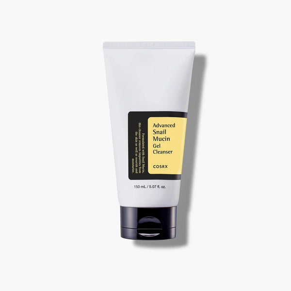 “COSRX Advanced Snail Mucin Gel Cleanser 150ml tube on white background”