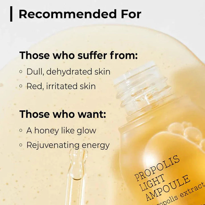 “Close-up of toner texture of Propolis Synergy Toner being dispensed onto skin”