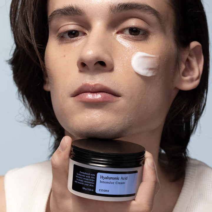 Applying COSRX Hyaluronic Acid Intensive Cream for Hydrated Skin
