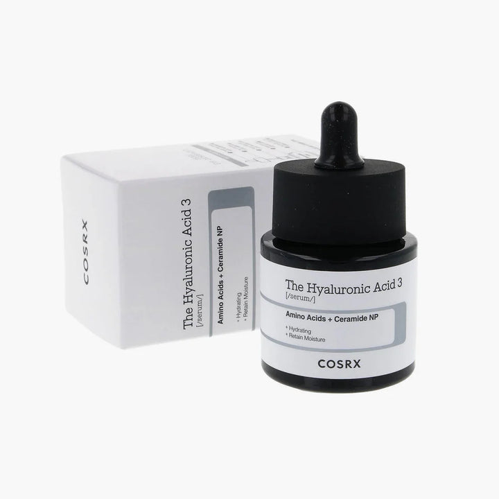 “Close-up of Hyaluronic Acid 3 Serum texture on hand – lightweight hydration gel-like finish”
