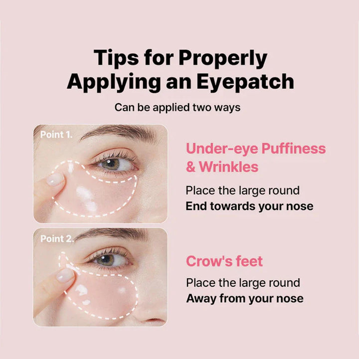 “Close-up of eye patch being applied under eyes for rejuvenation treatment”