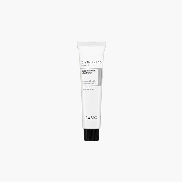 COSRX The Retinol 0.3 Cream 20ml tube with yellow label and black cap on white background
