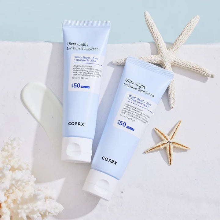 “COSRX Ultra-Light Invisible Sunscreen duo – hydrating SPF50 sunscreen with hyaluronic acid”