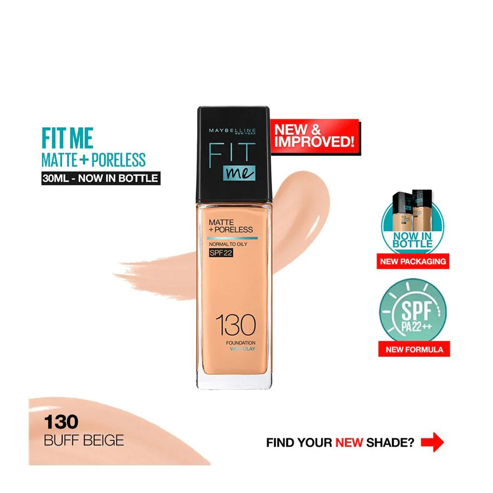 Maybelline - Fit Me Matte + Poreless Liquid Foundation SPF 22 - 130 Buff Beige 30ml