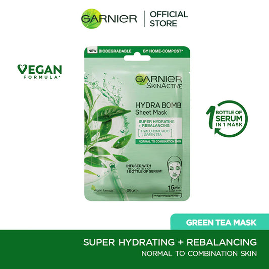 Garnier - Skin Active Hydra Bomb Green Tea Tissue Face Mask - Hydrating and Rebalancing 28g